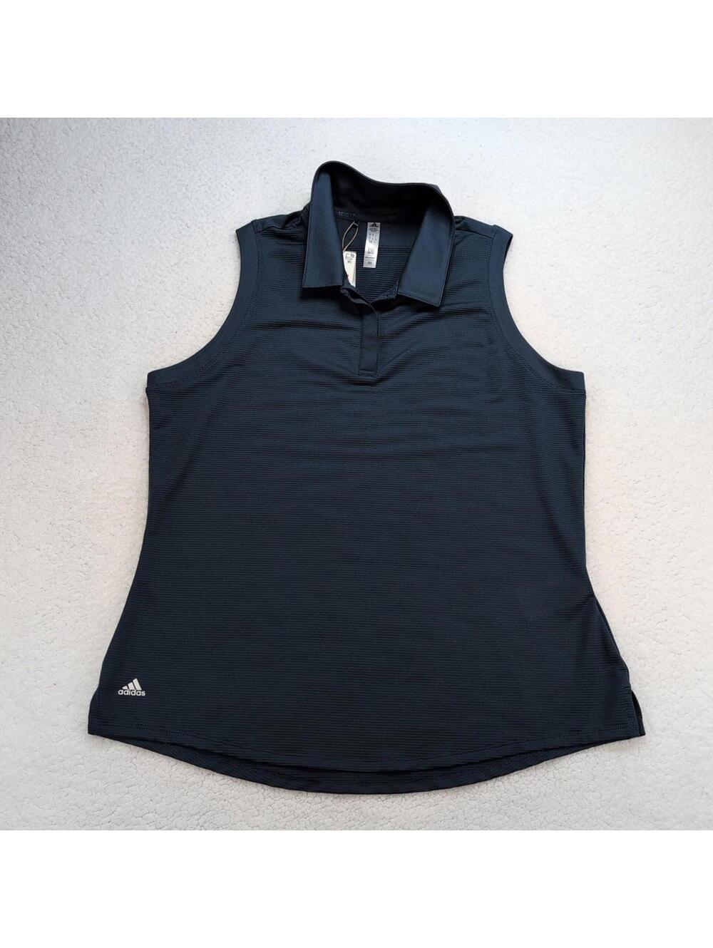 Adidas Sleeveless Golf Polo Shirt Women's XL Blue Performance Tee HA6446 NEW